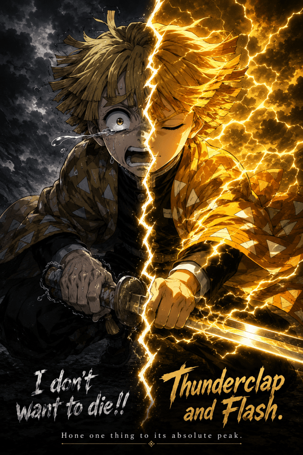 Zenitsu Agatsuma — Thunderclap and Flash | Demon Slayer Poster — artwork