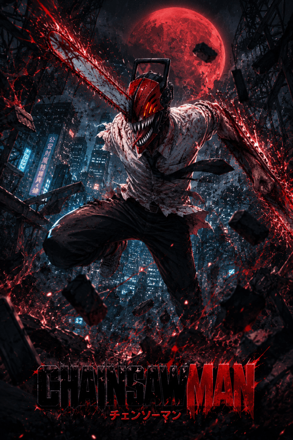 Denji — City in Ruins | Chainsaw Man Poster — artwork