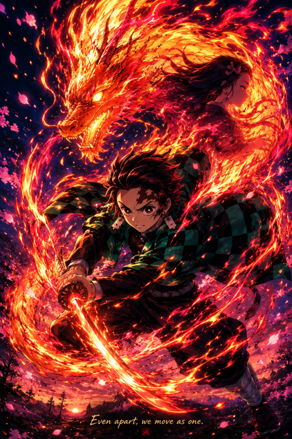 Tanjiro & Nezuko — We Move as One | Demon Slayer Poster — artwork