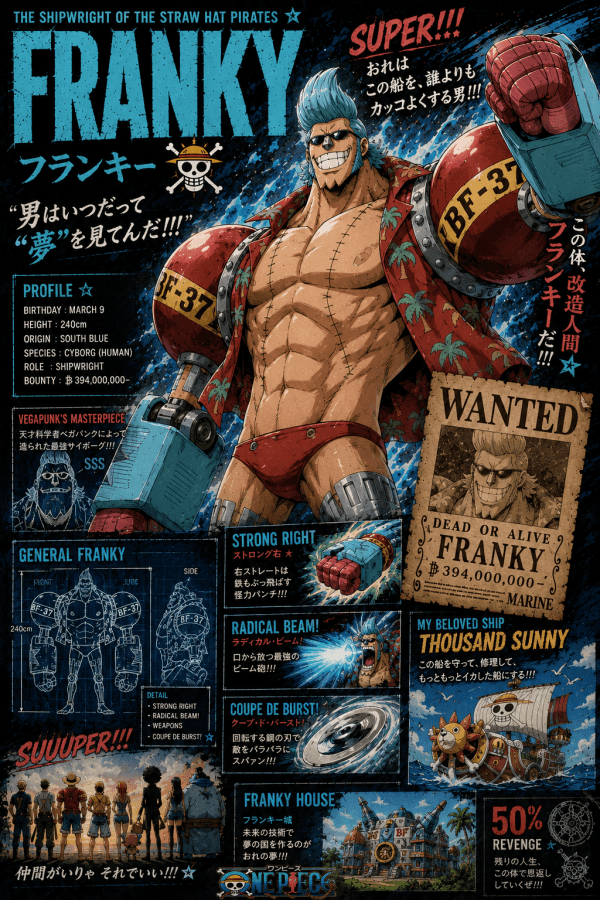 Franky — Shipwright of the Straw Hats | One Piece Poster — artwork