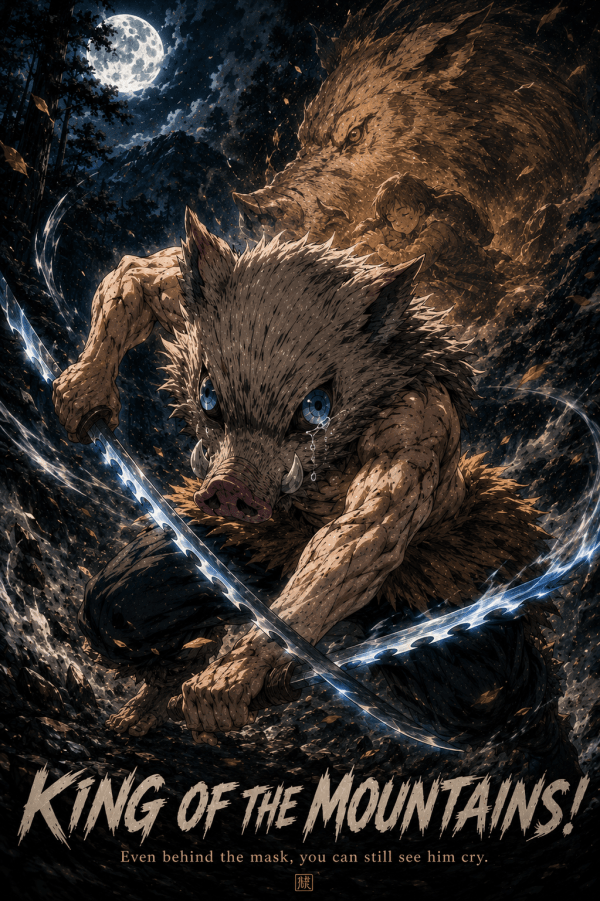 Inosuke Hashibira — King of the Mountains | Demon Slayer Poster — artwork