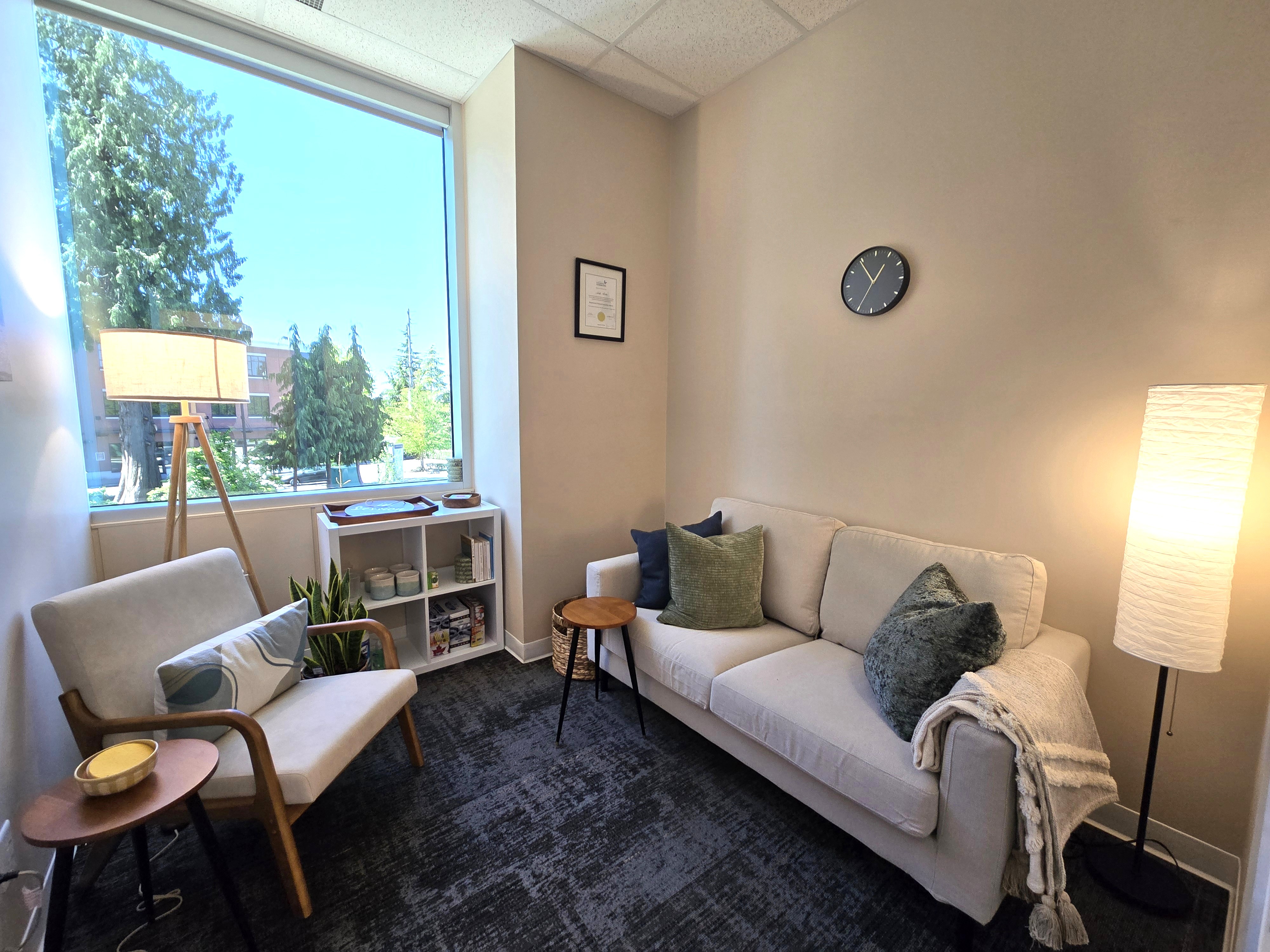 Therapy room at InRelation Psychotherapy in Surrey, BC