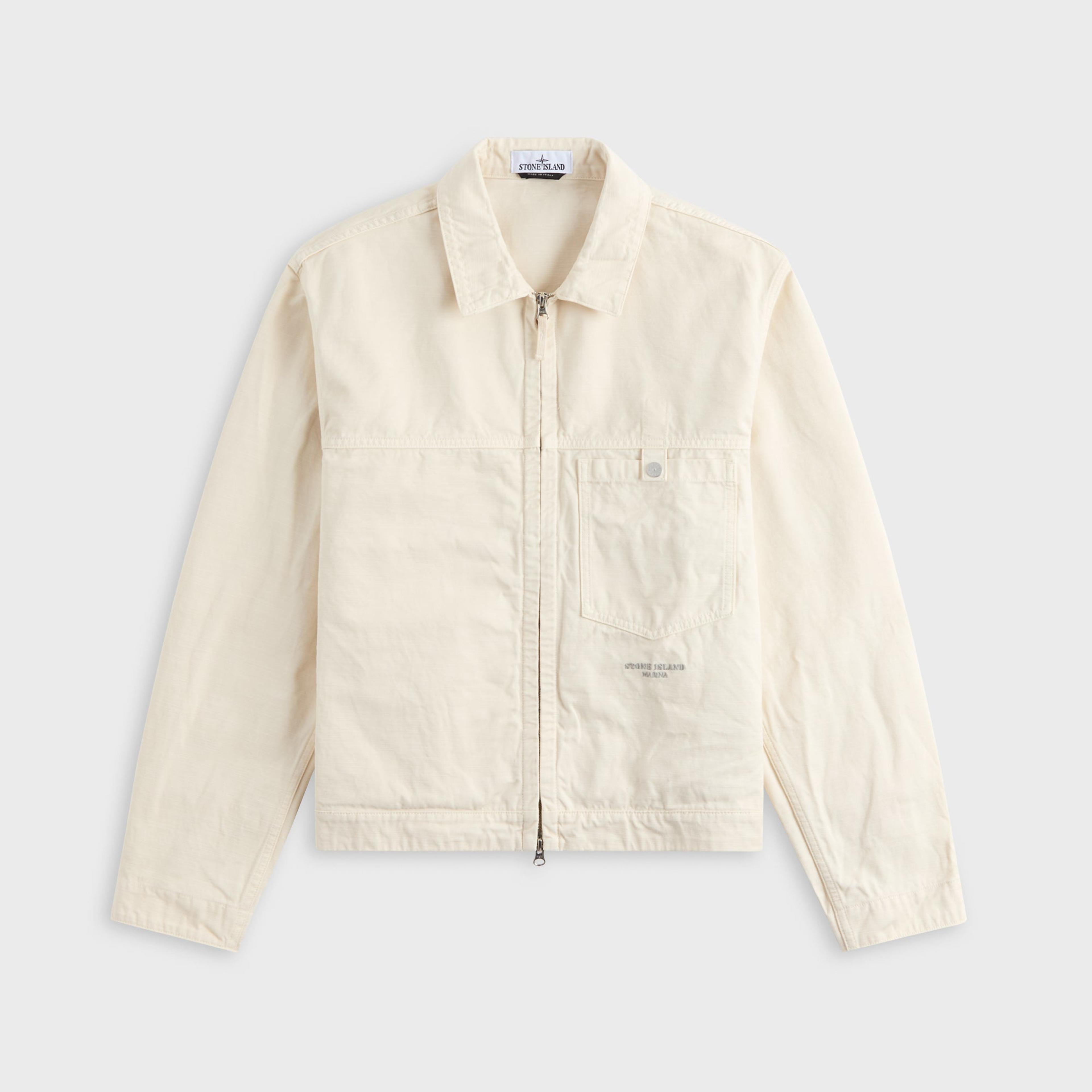 Stone Island Marina Slub Cotton Batavia Coach Jacket - Ivory