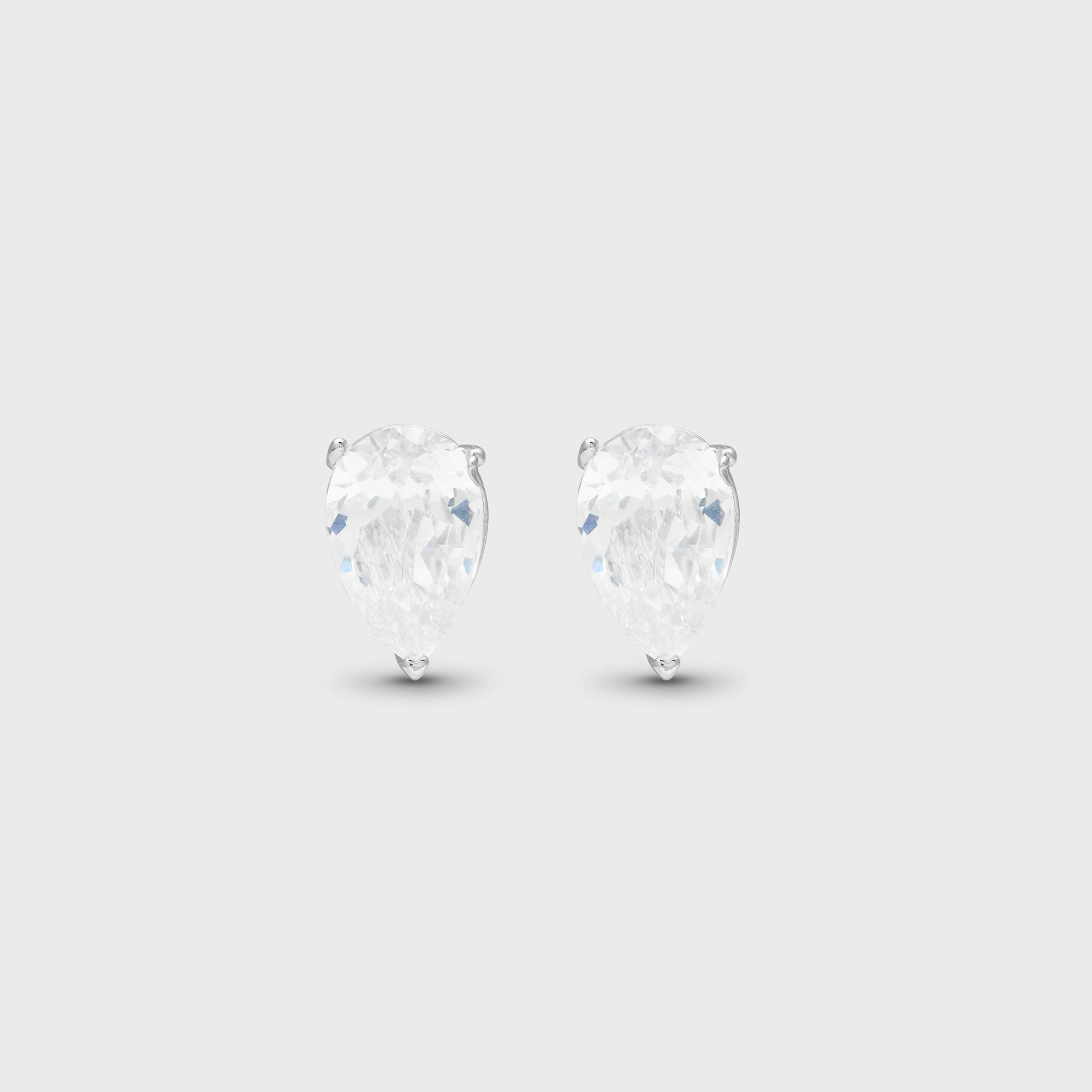 Crystal Haze Pear Shaped Studs - Clear