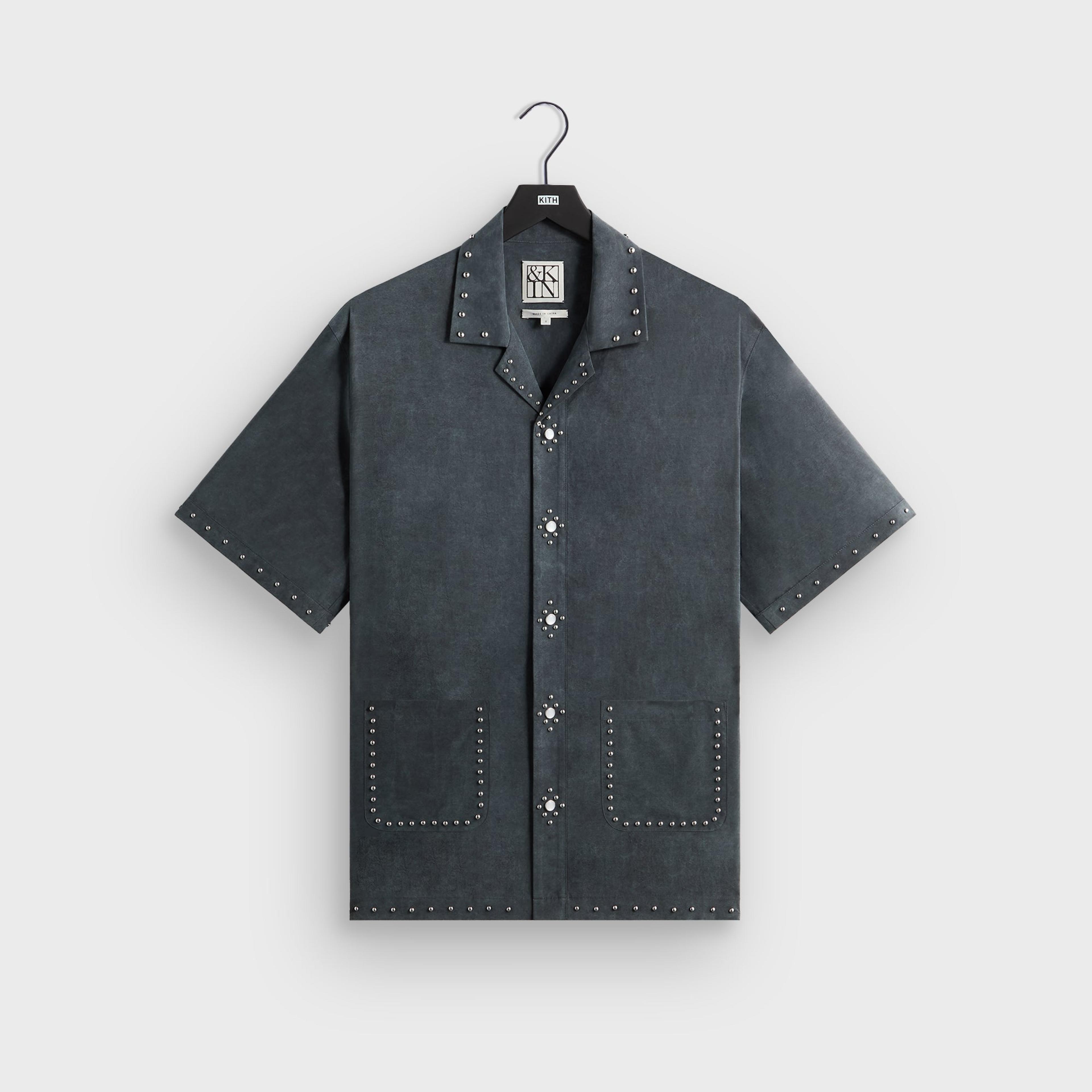 &Kin Studded Cupro Linen Sawyer Shirt - Somber
