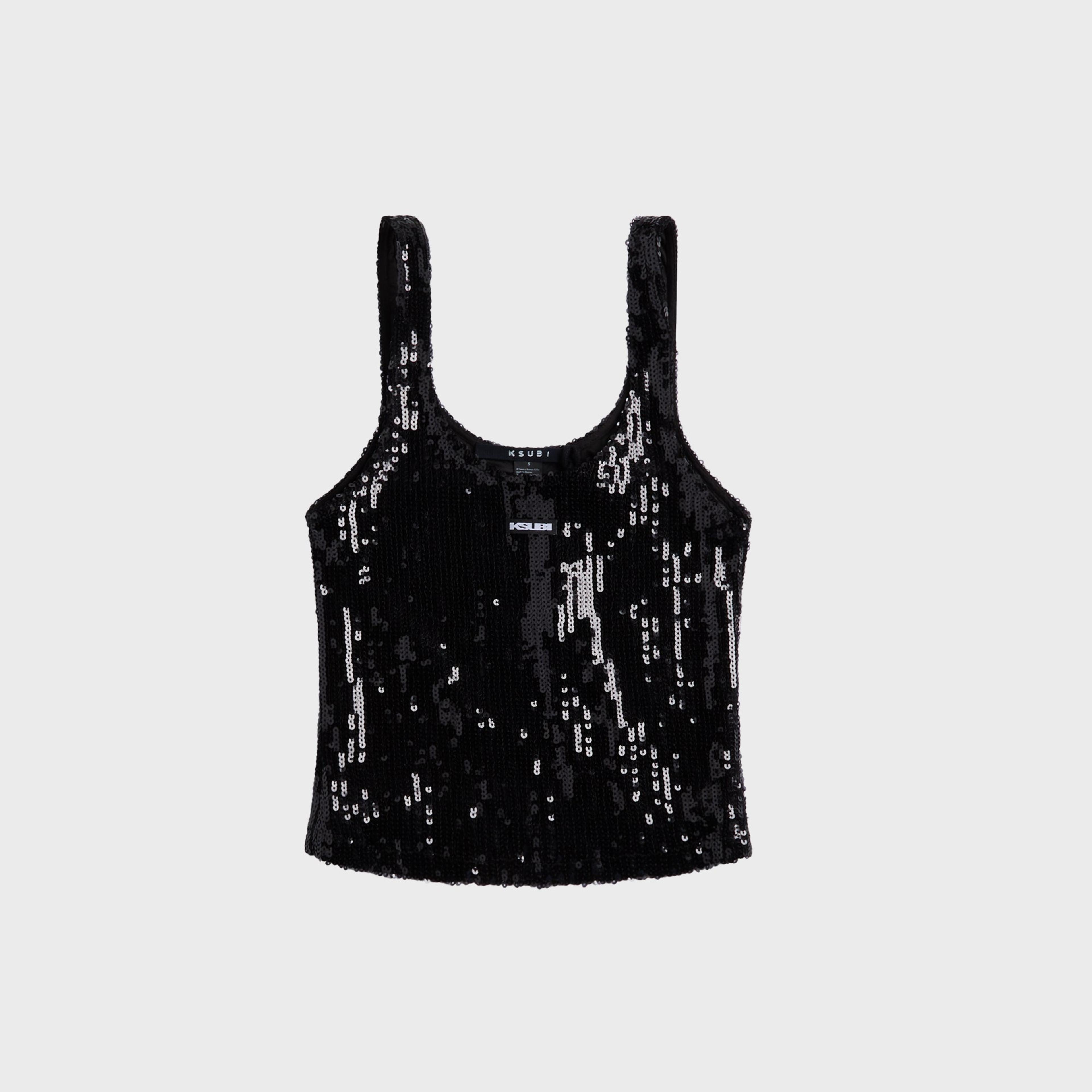 Ksubi Chloe Nude Spark Tank Top - Black Spark