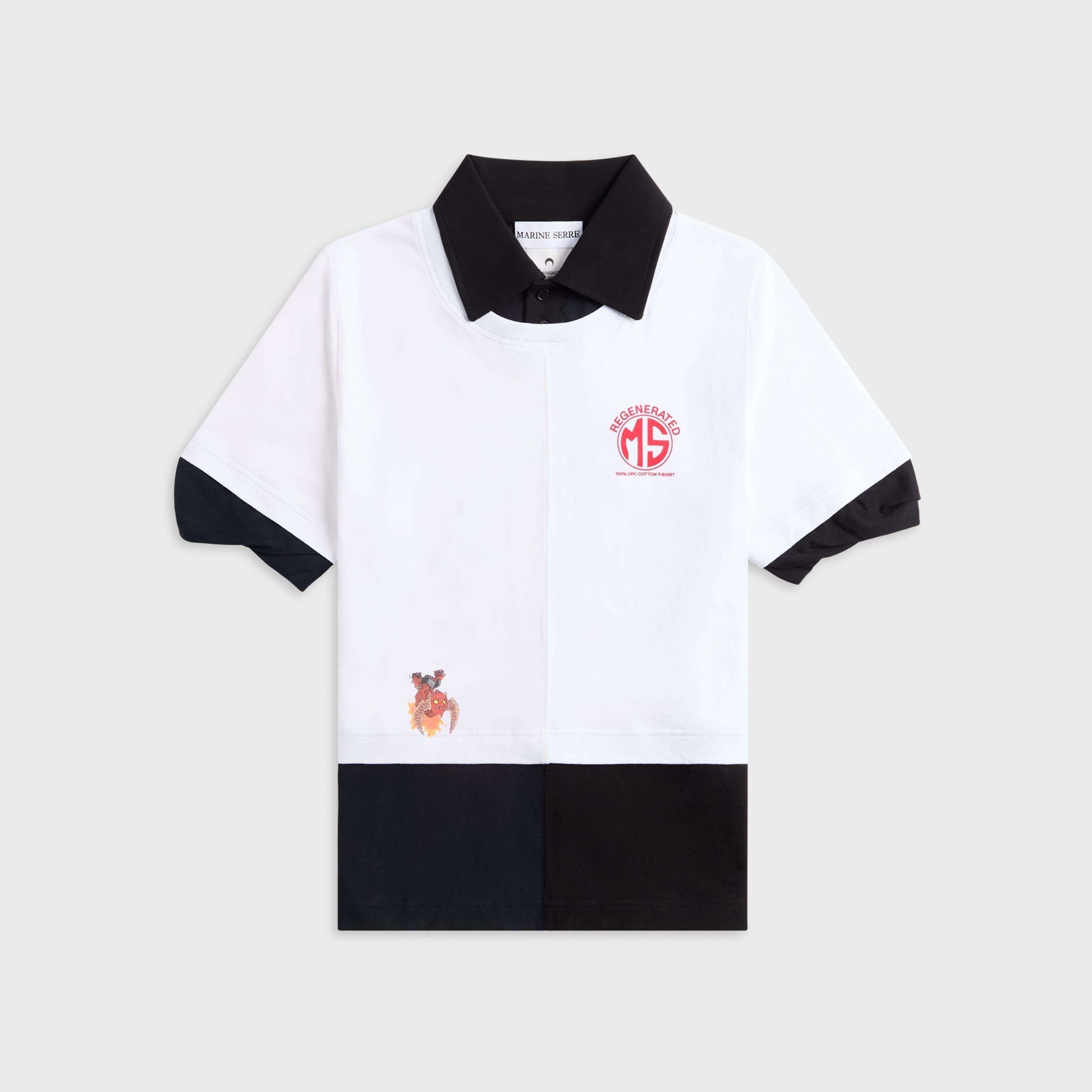 Marine Serre Upcycled Jersey Polo Shirt - White