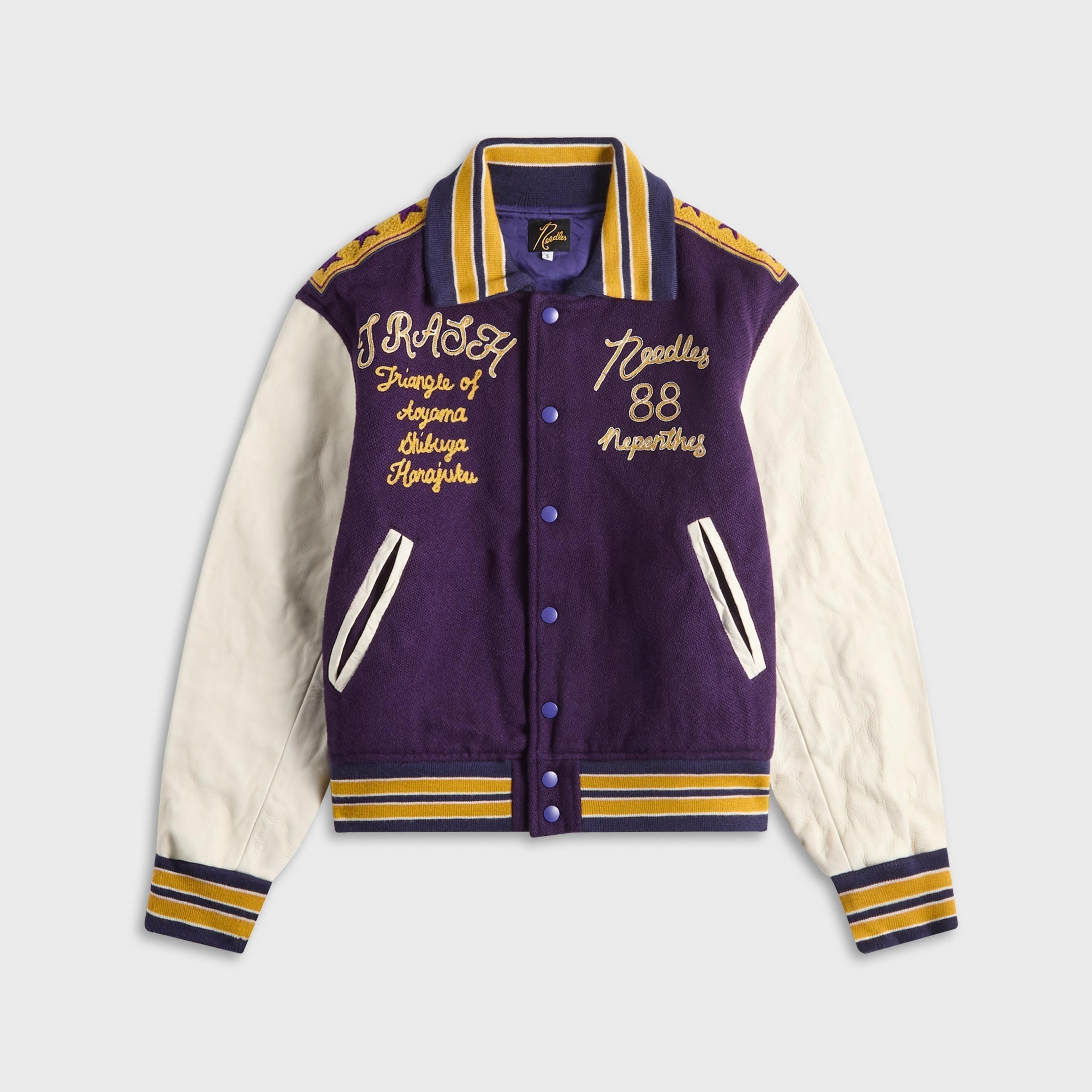Needles Lettered Wool Melton Jacket  - Purple
