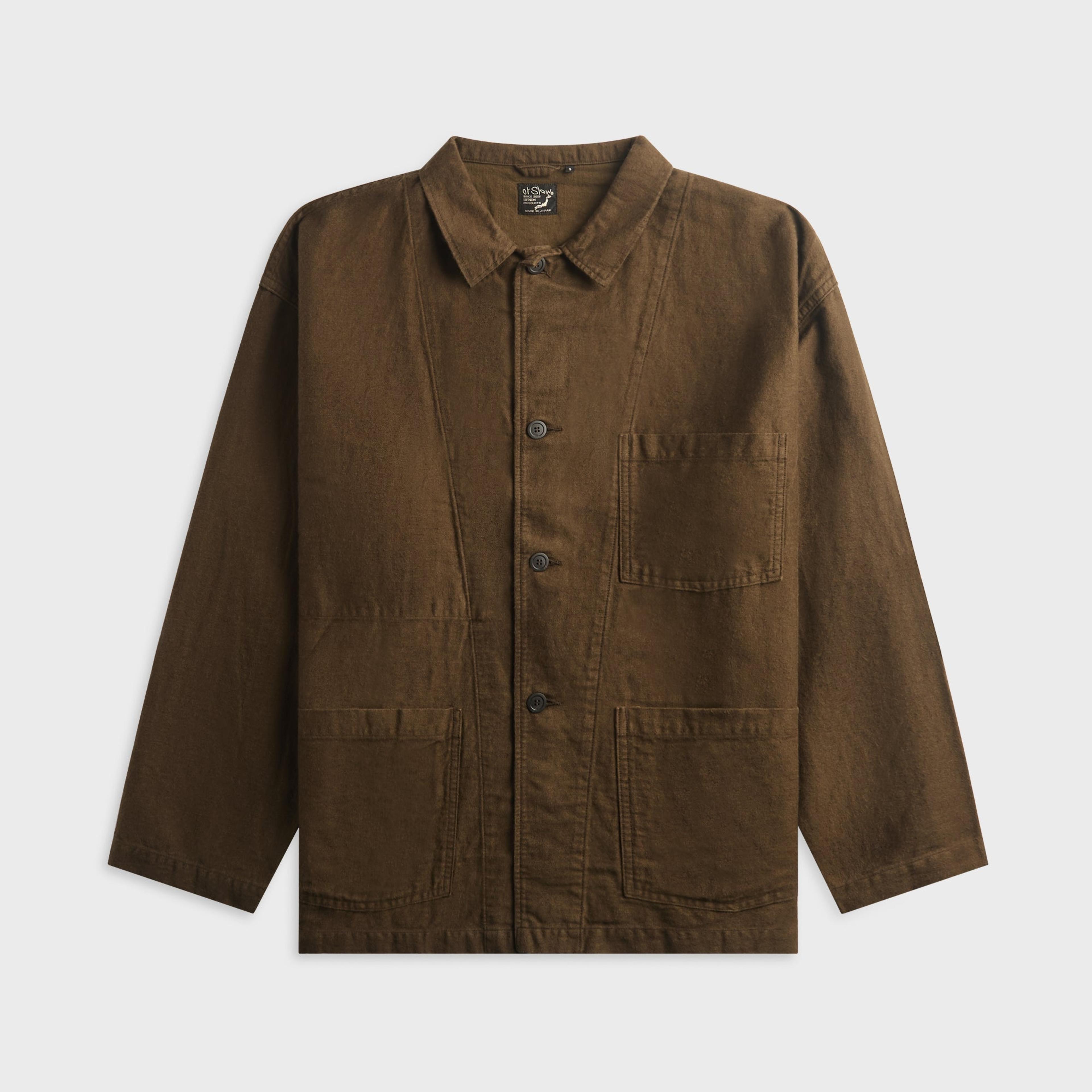 orSLOW Relax Fit Simple Work Jacket - Coffee Brown
