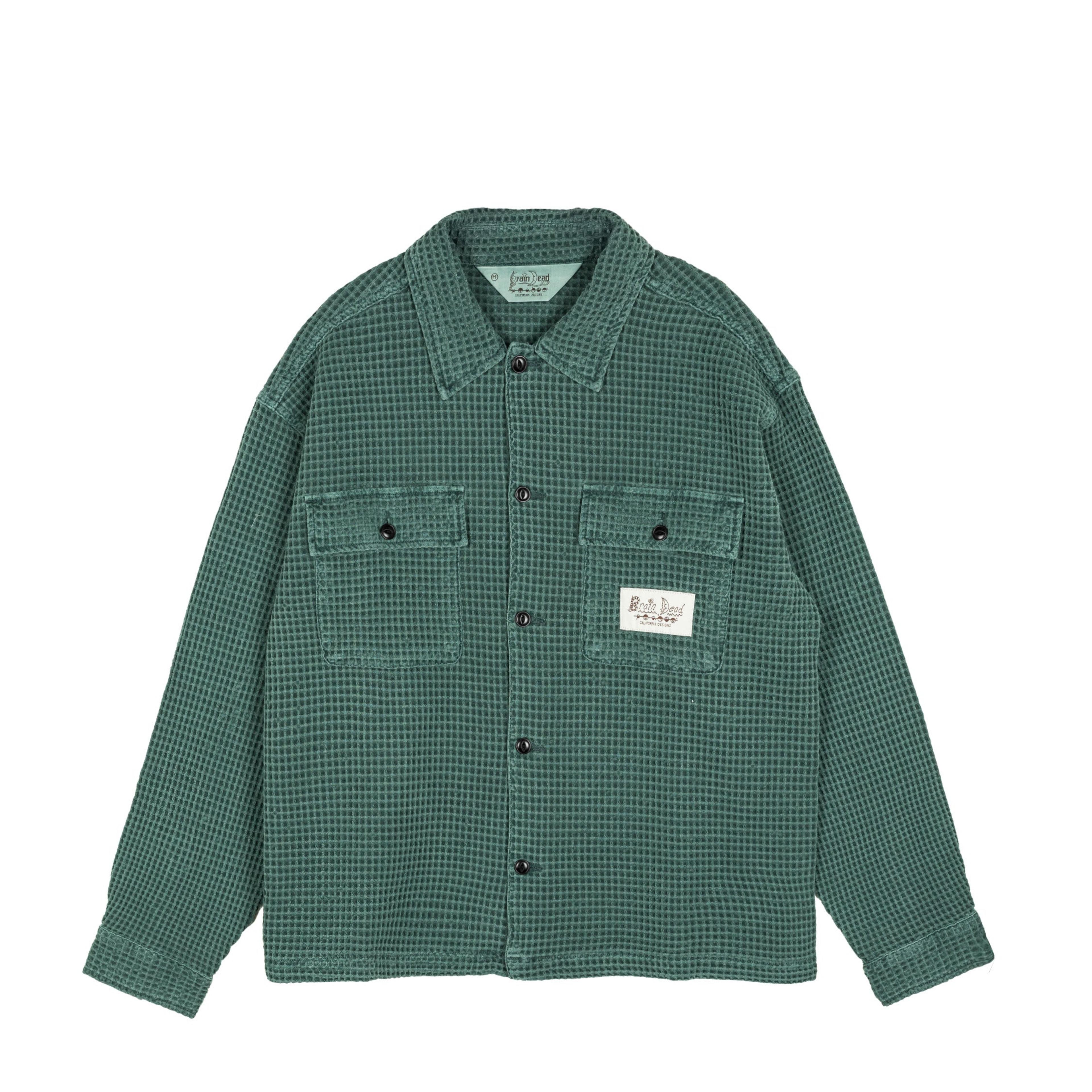 Brain Dead Waffle Button Front Shirt