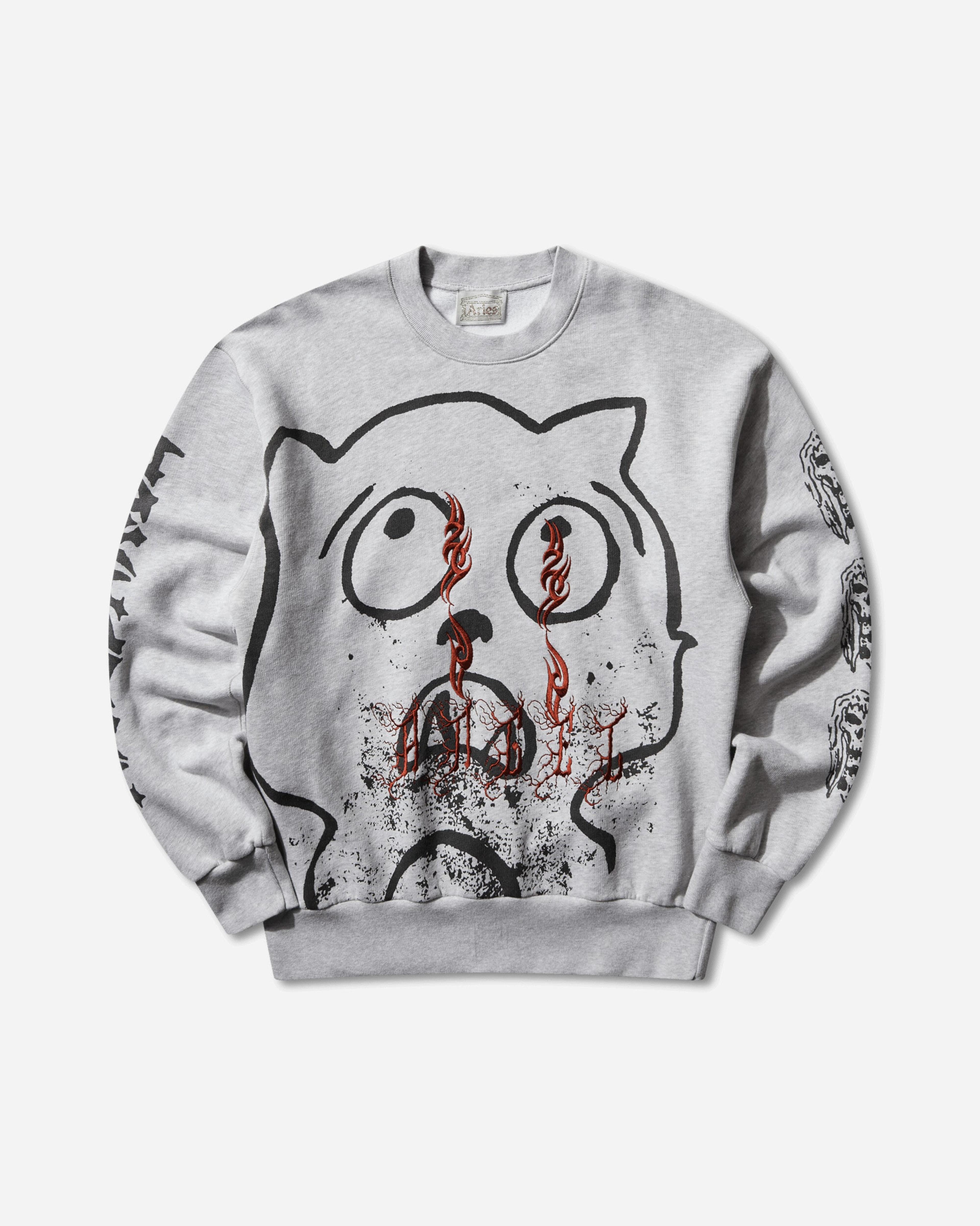Meowharishi Embroidered Sweatshirt Grey Marl