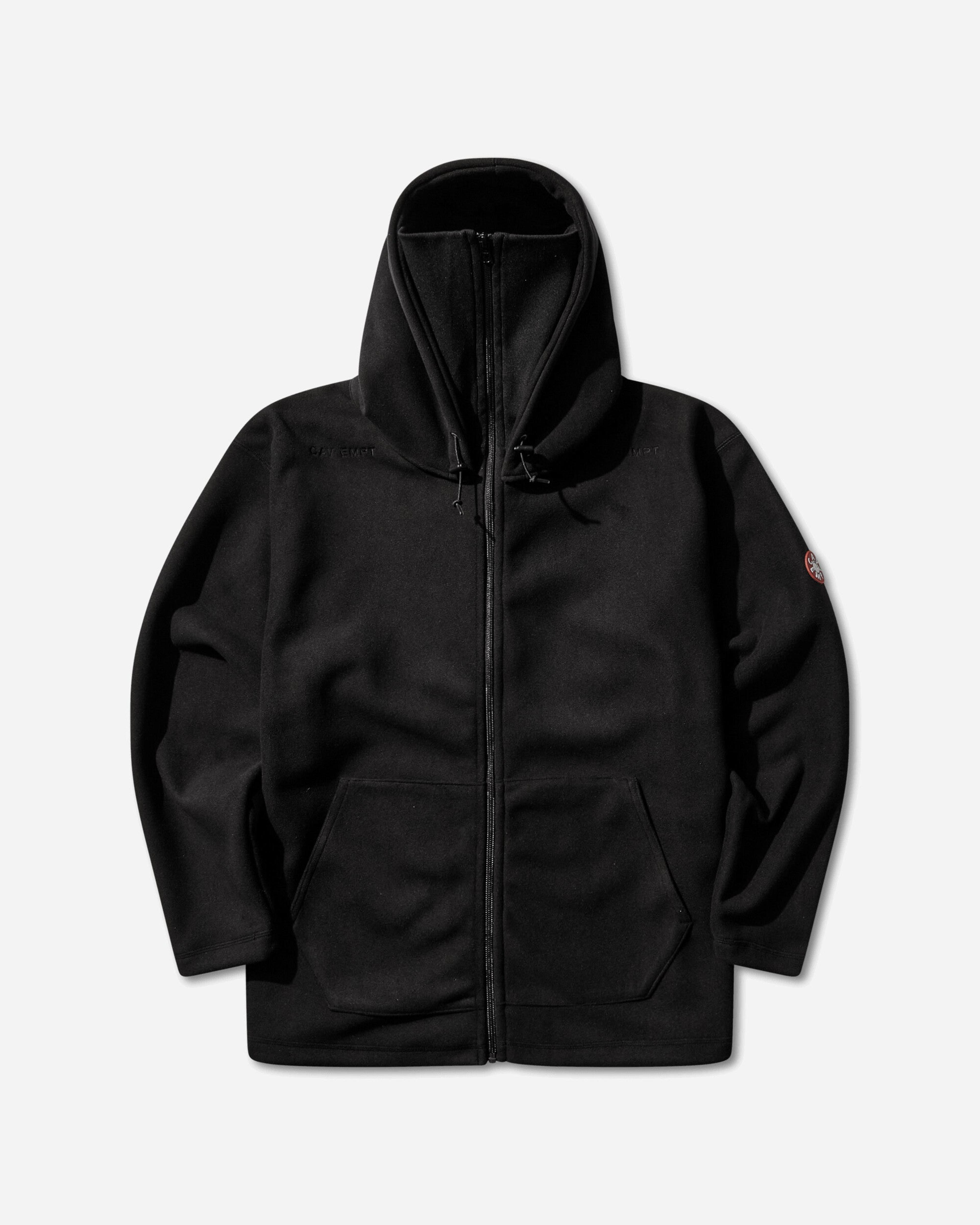 Men's Attached Hood Zip Up Fleece Jacket Black