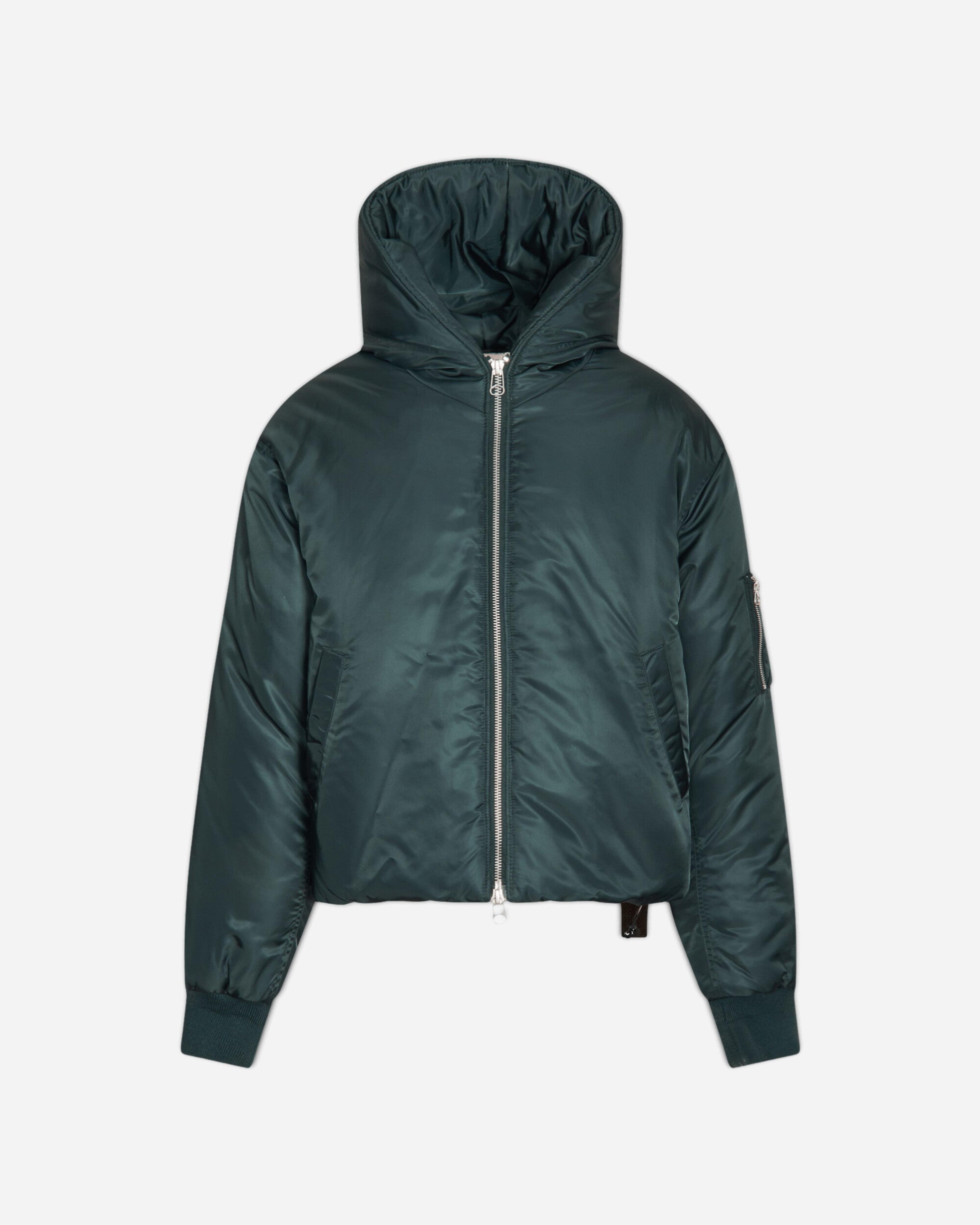 Men's Cropped Hood Bomber Jacket Dark Green