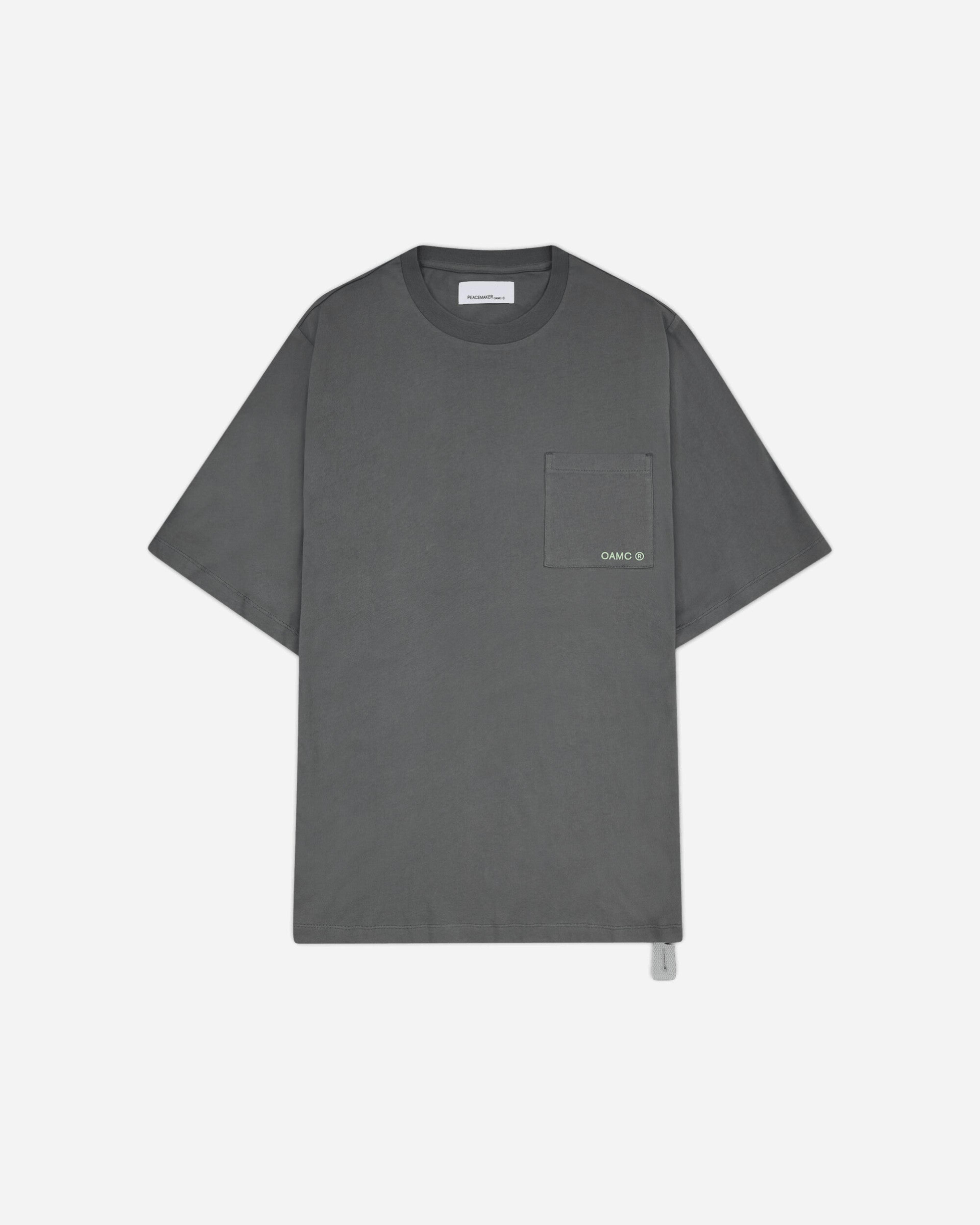 Men's Stencil Print Pocket T-Shirt Grey