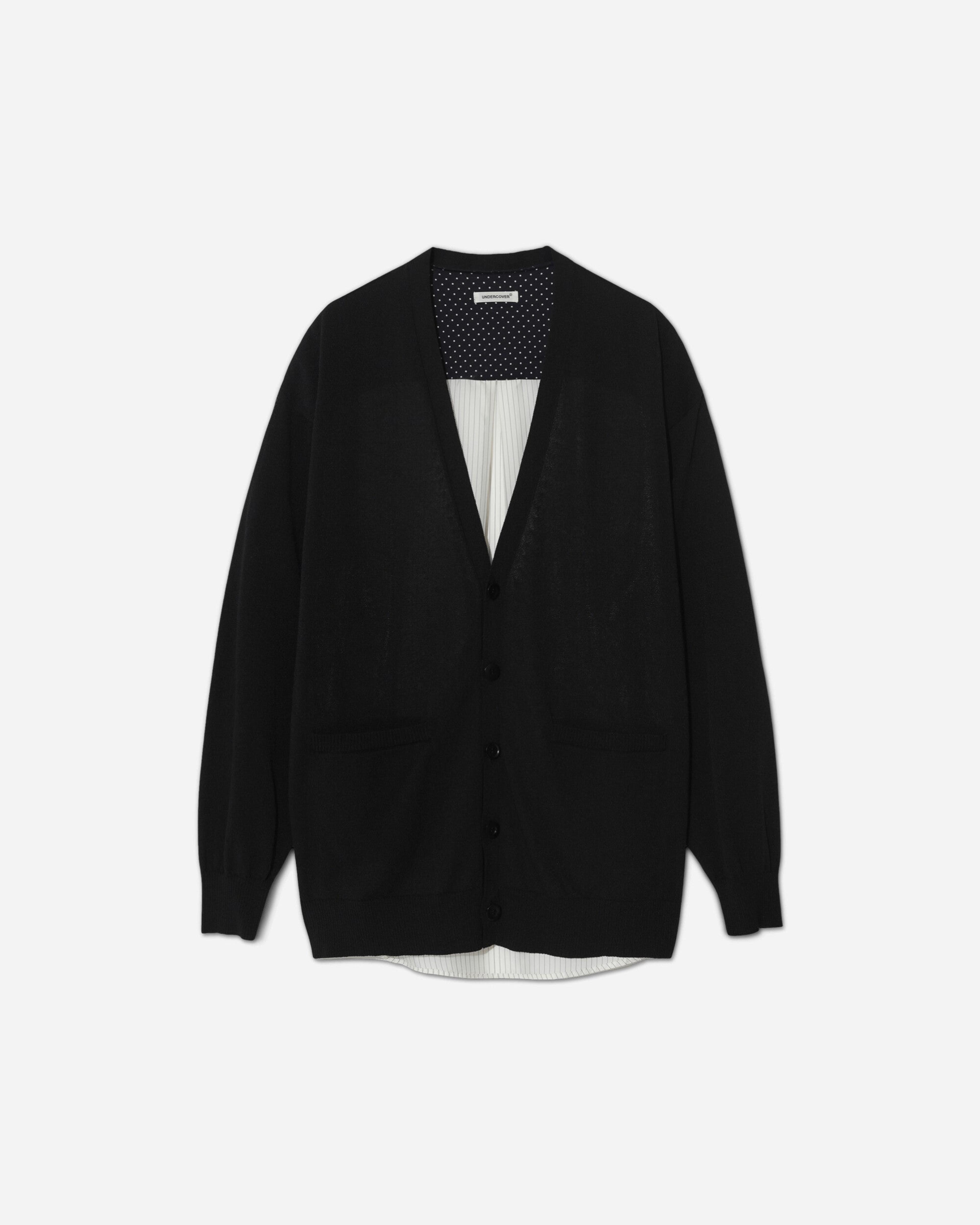 Men's Shirt Trim Knit Cardigan Black