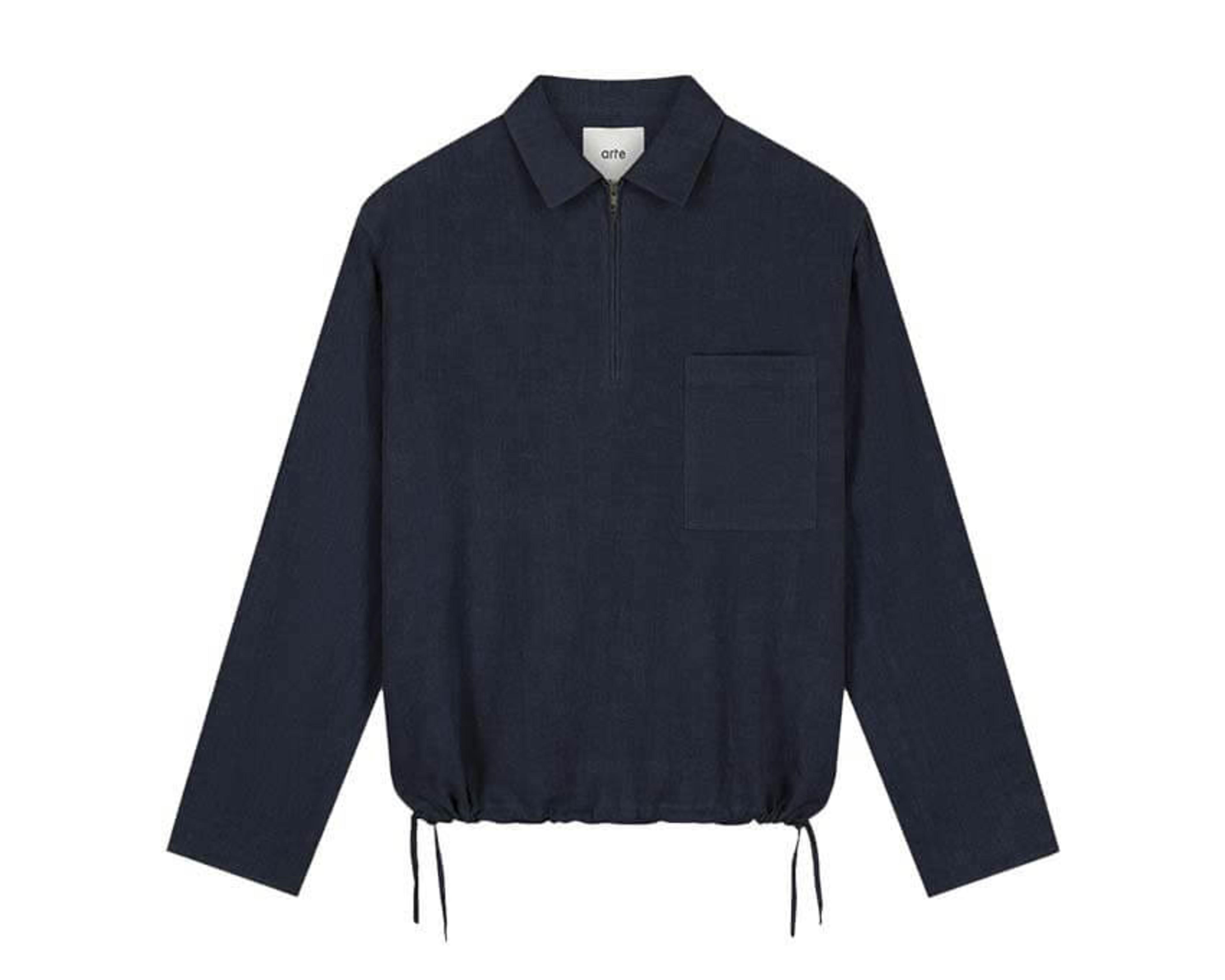 Arte Linen Quarter Zip Pullover "Navy"