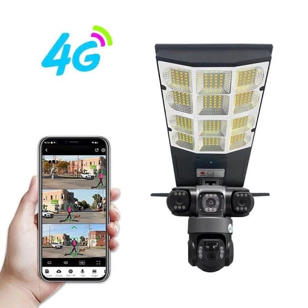 Lampadaire Solaire avec Caméra 4G 4MP