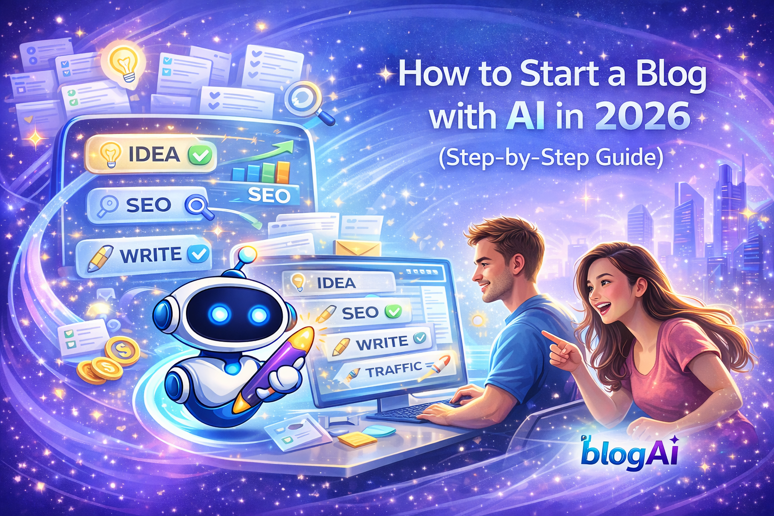 Learn to start a blog using aiblog, blog tool, and using keywords in blogs