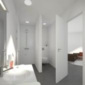 Moderne ruime studentenkamer (comfort-plus) met douche en toilet.