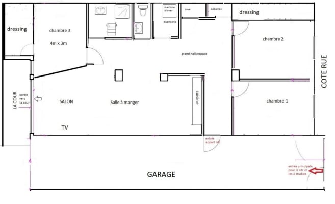 Appartement Colocation 3 chambres dans un grand appartement, salon lumineux, cour extérieure au rdc foto 2