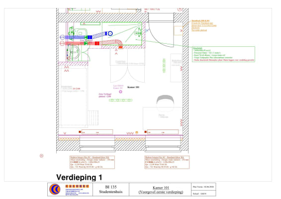 Kamer K101/Splinter nieuwe TOP bemeubelde studentenkamer, met eigen badkamer, frigo en combi oven/mircoglf, Wifi, hoogteslaper foto 1