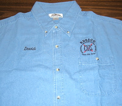 Blue CARS denim shirt with pocket, embroidered with name and callsign
