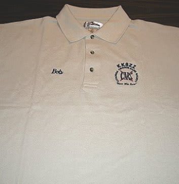 White CARS polo shirt, embroidered with name and callsign
