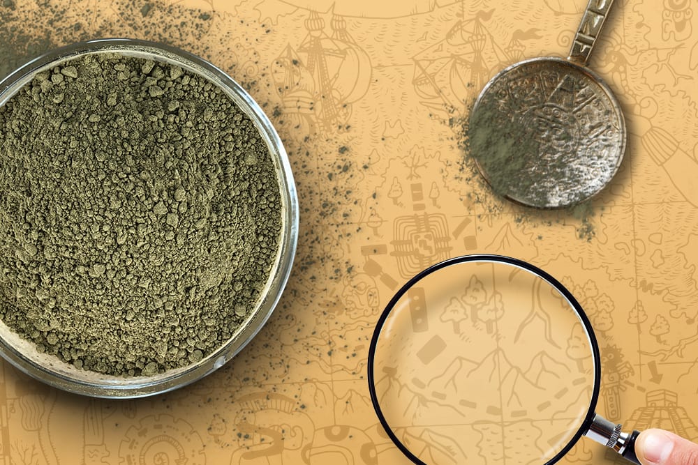 The mythical Mayan kratom strain atop an ancient map