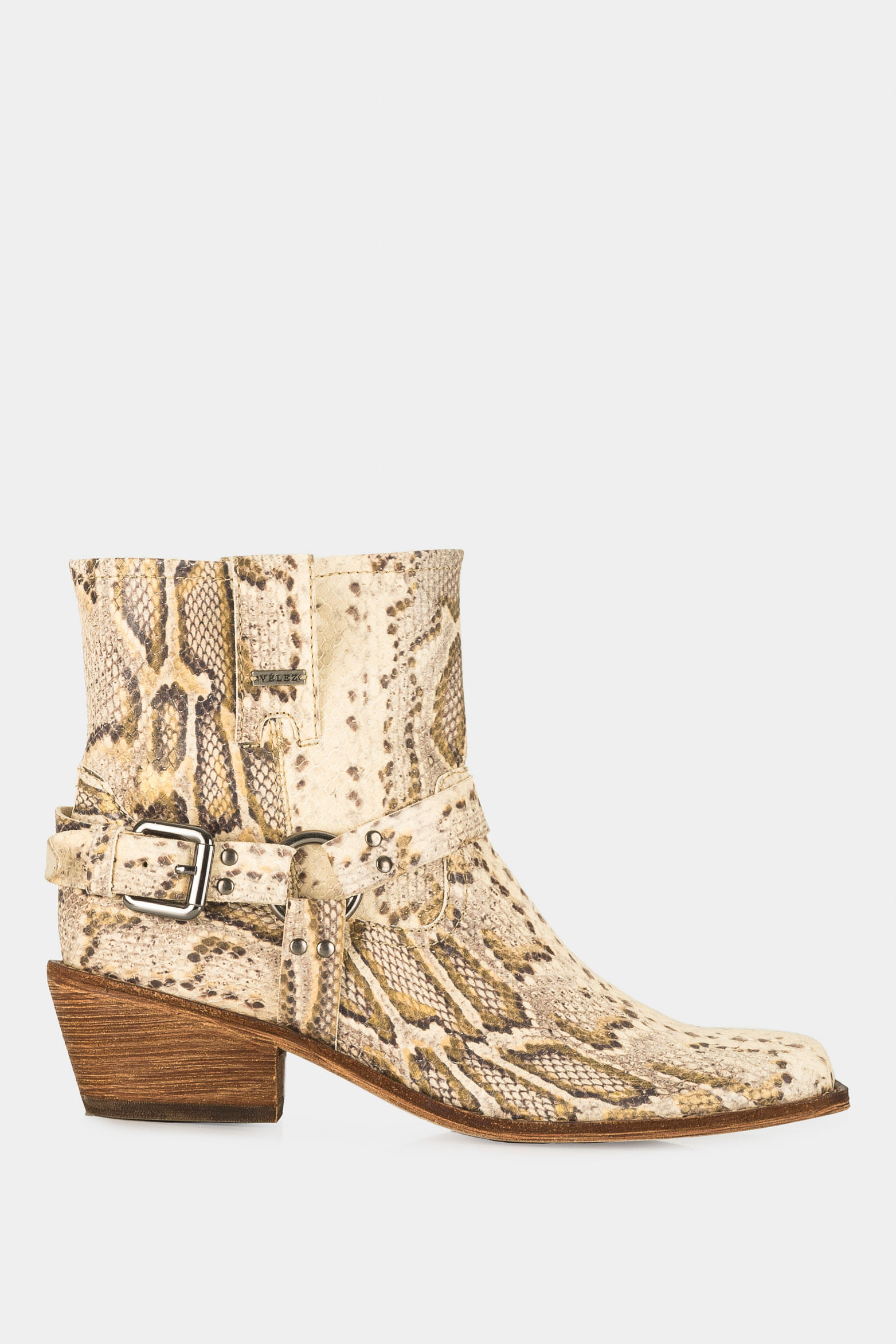 Botines tacón texano de cuero para mujer folia pitón