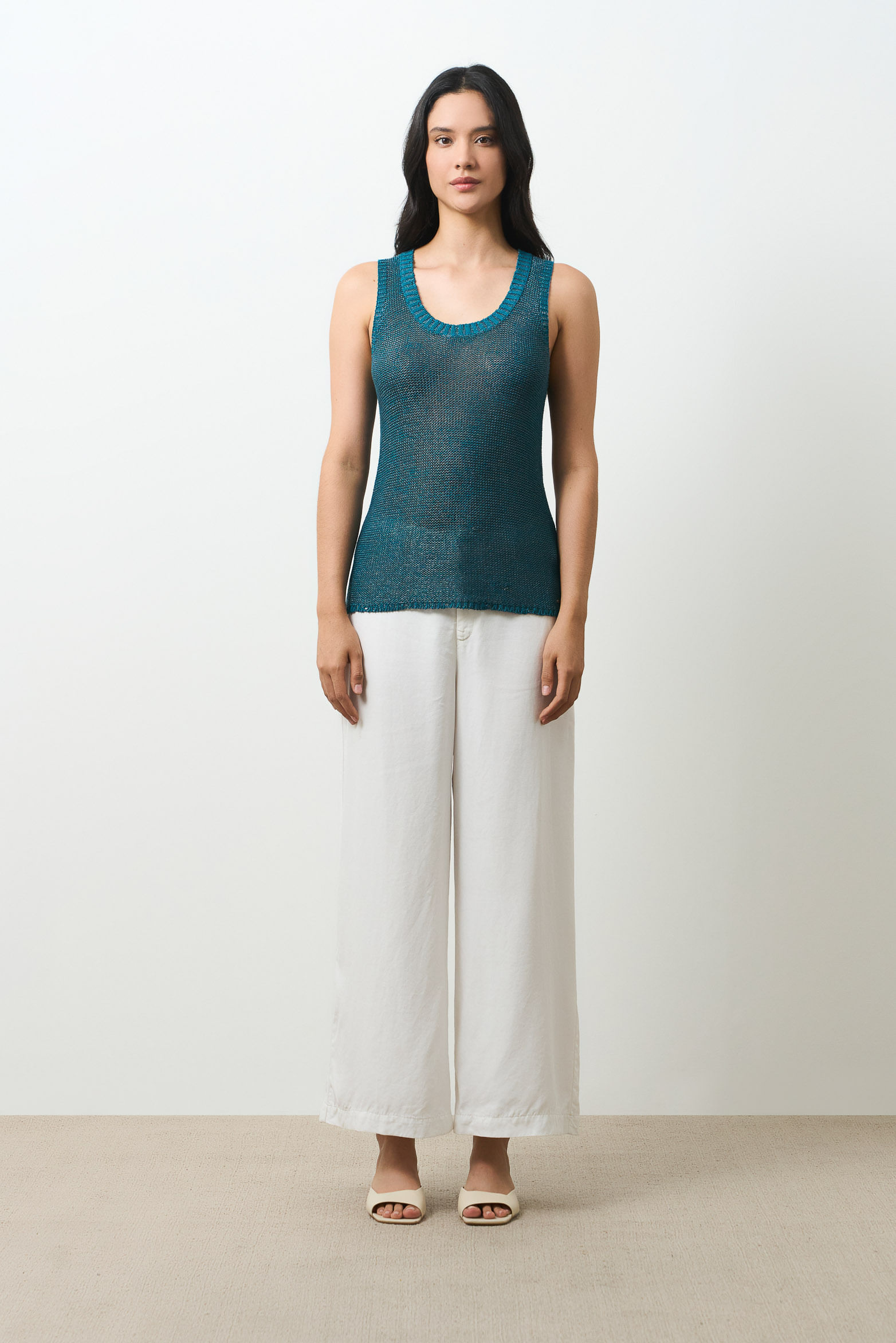 Camiseta tejida para mujer efecto metalizado lúrex