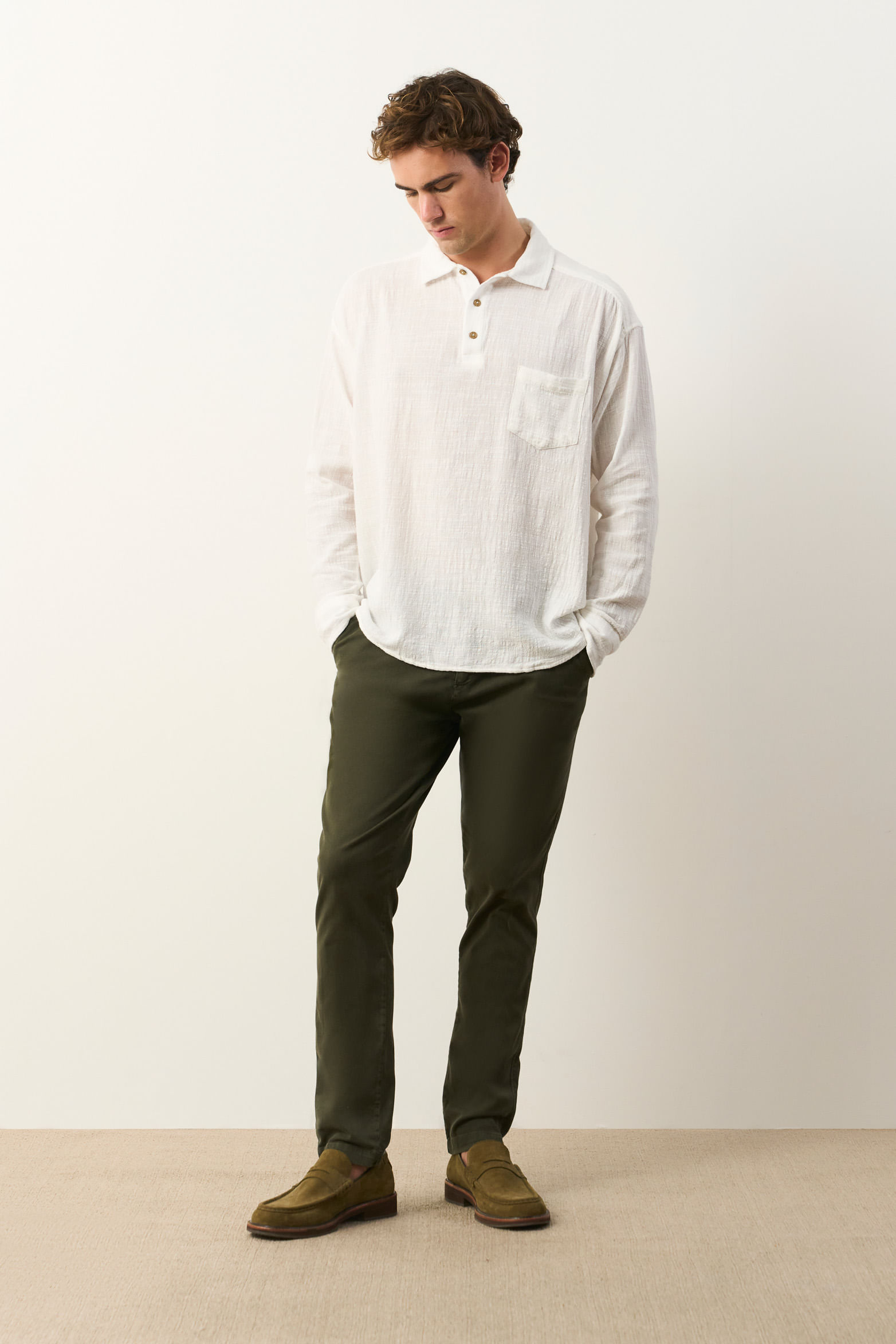 Camisa semi-fitted manga larga para hombre Memoria