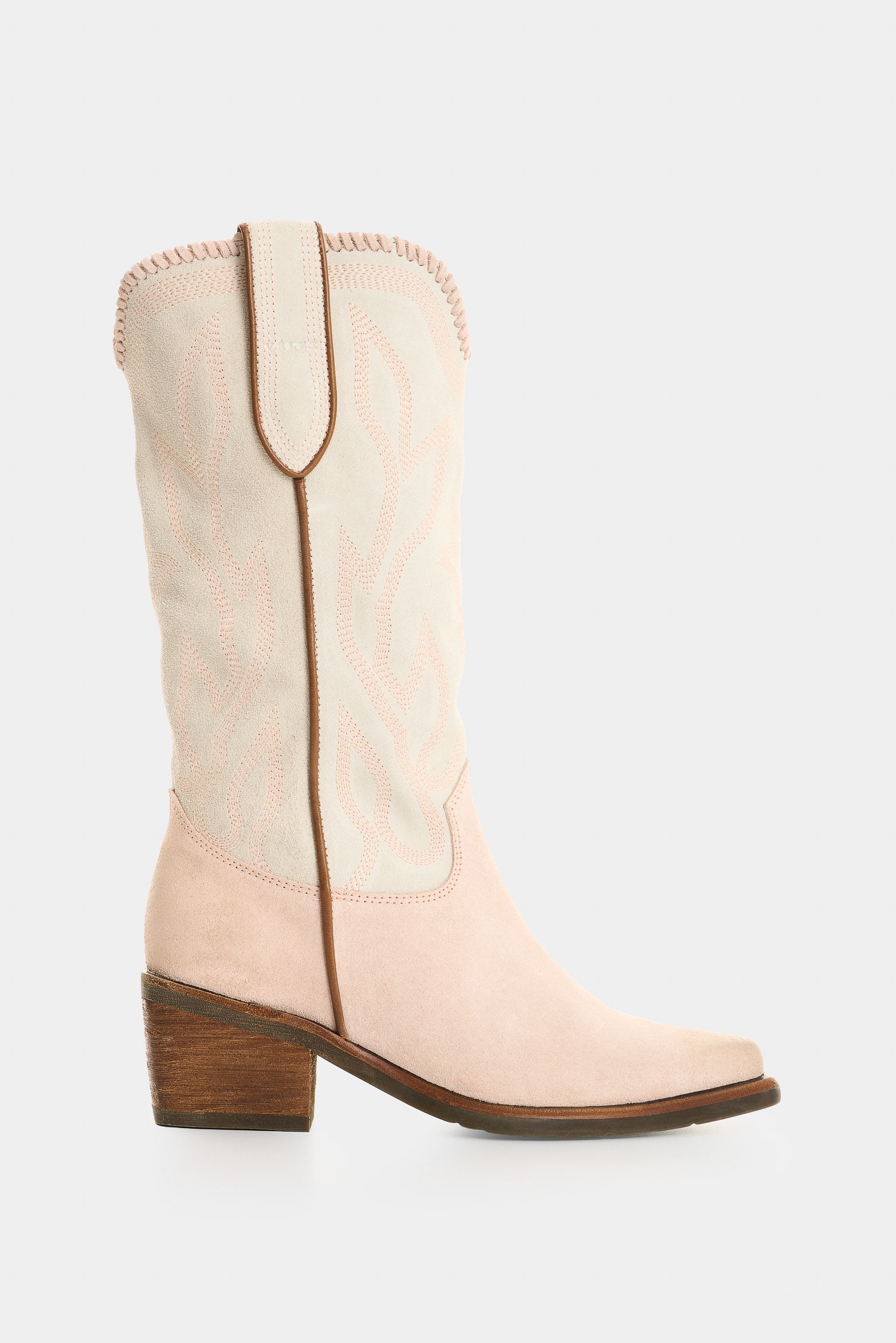 Botas Ivy caña alta de cuero para mujer contraste