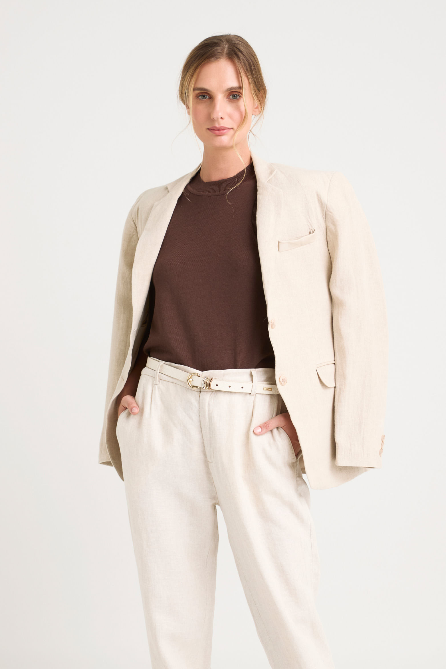Blazer aurora en lino para mujer fit holgado