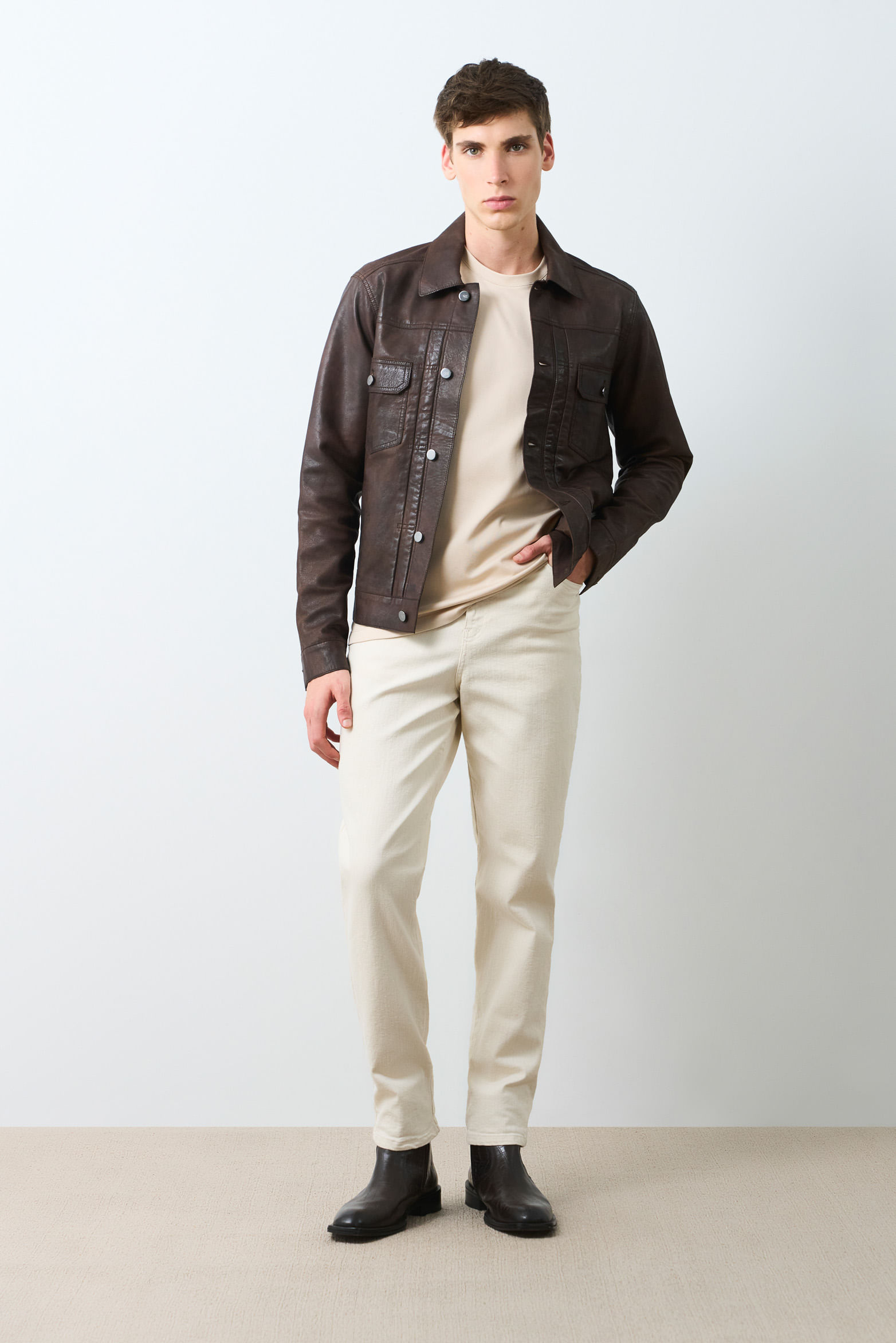 Chaqueta Trucker de cuero para hombre Paraná