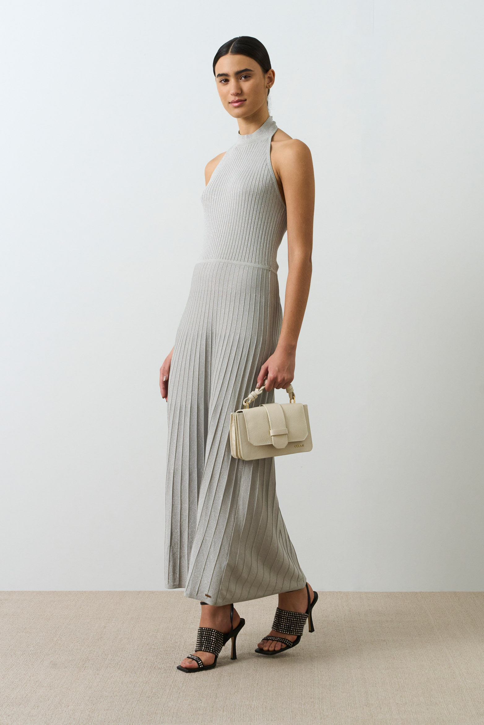 Vestido tejido cuello halter para mujer Bruma
