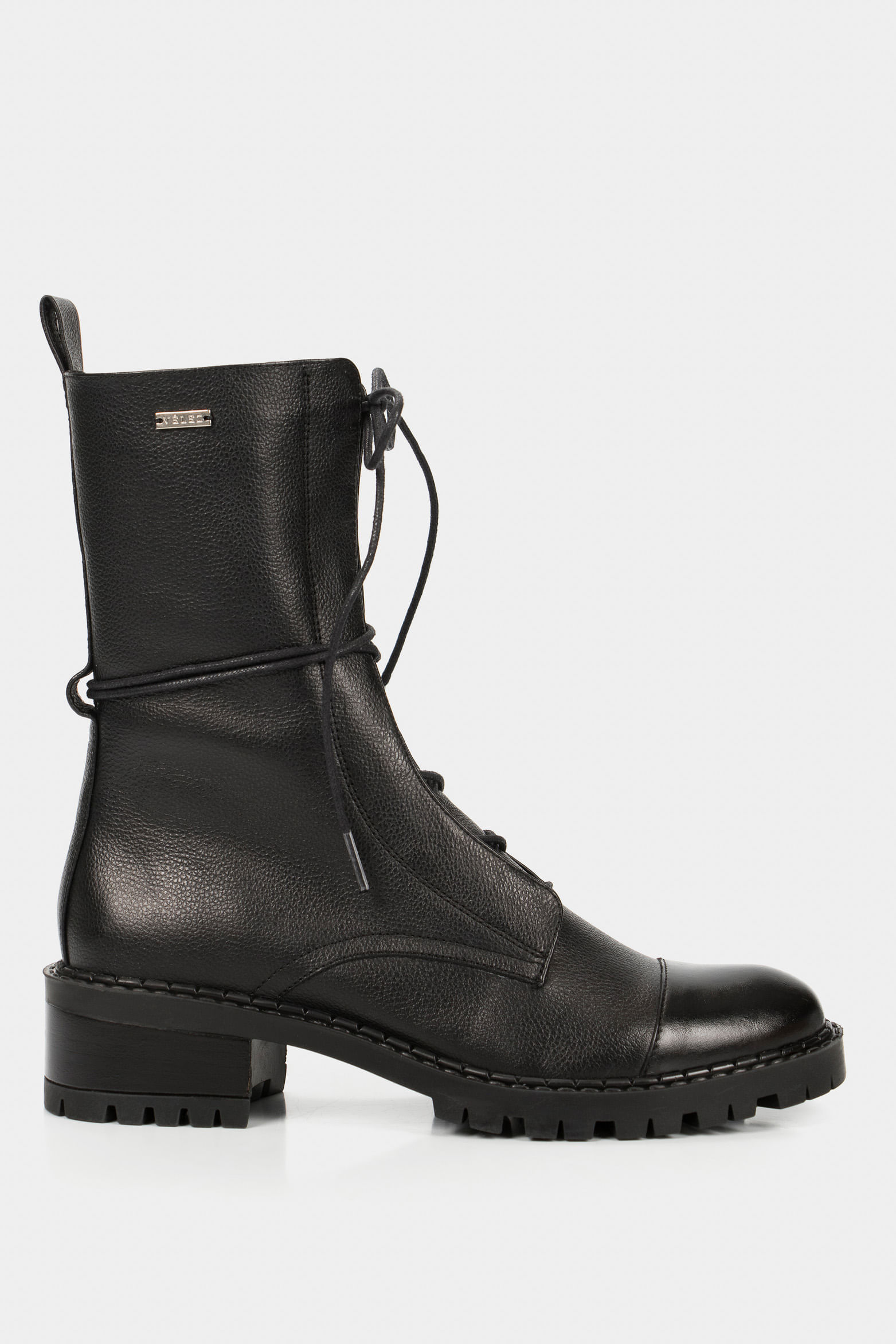 Botines militar de cuero para mujer cordones