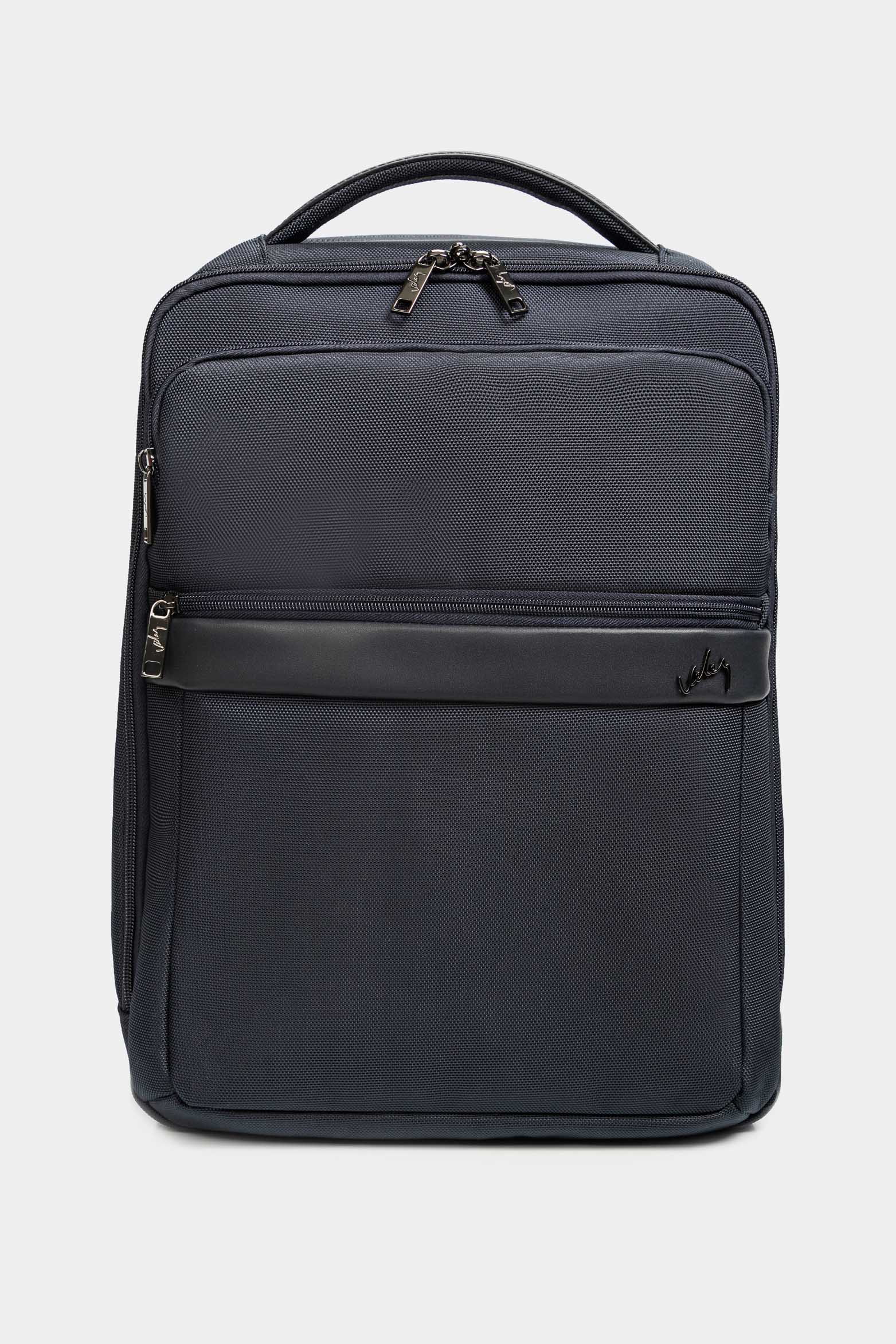 Mochila de cuero y lona para hombre bolsillos frontales