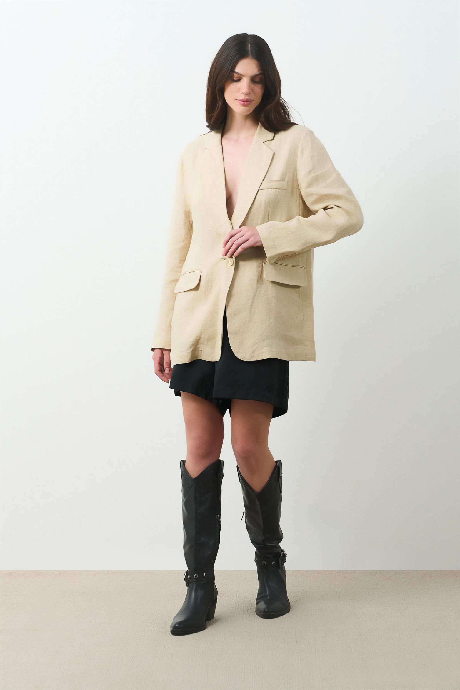 Blazer en lino Bruma para mujer