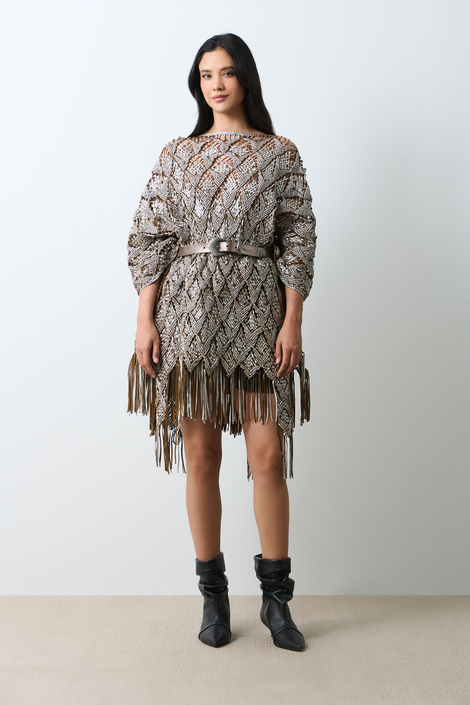 Poncho de cuero folia para mujer Aura