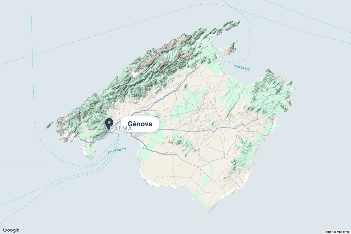 Map showing Gènova location in Mallorca, near Palma