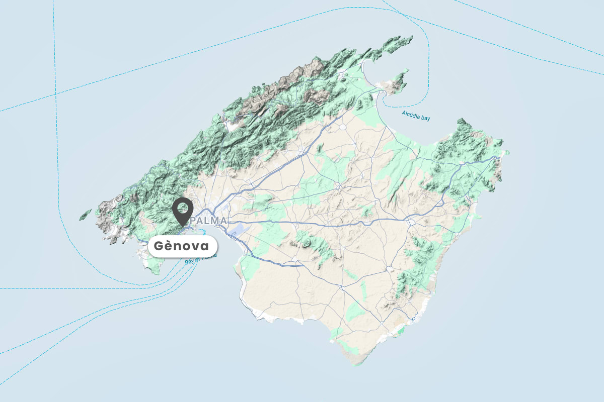 Karte mit der Lage von Gènova auf Mallorca, nahe Palma