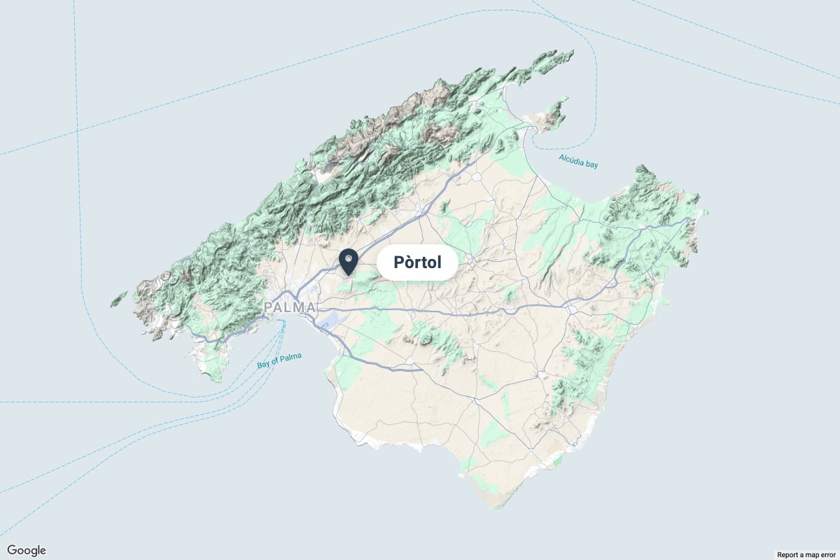 Karte mit der Lage von Pòrtol auf Mallorca, nahe Palma