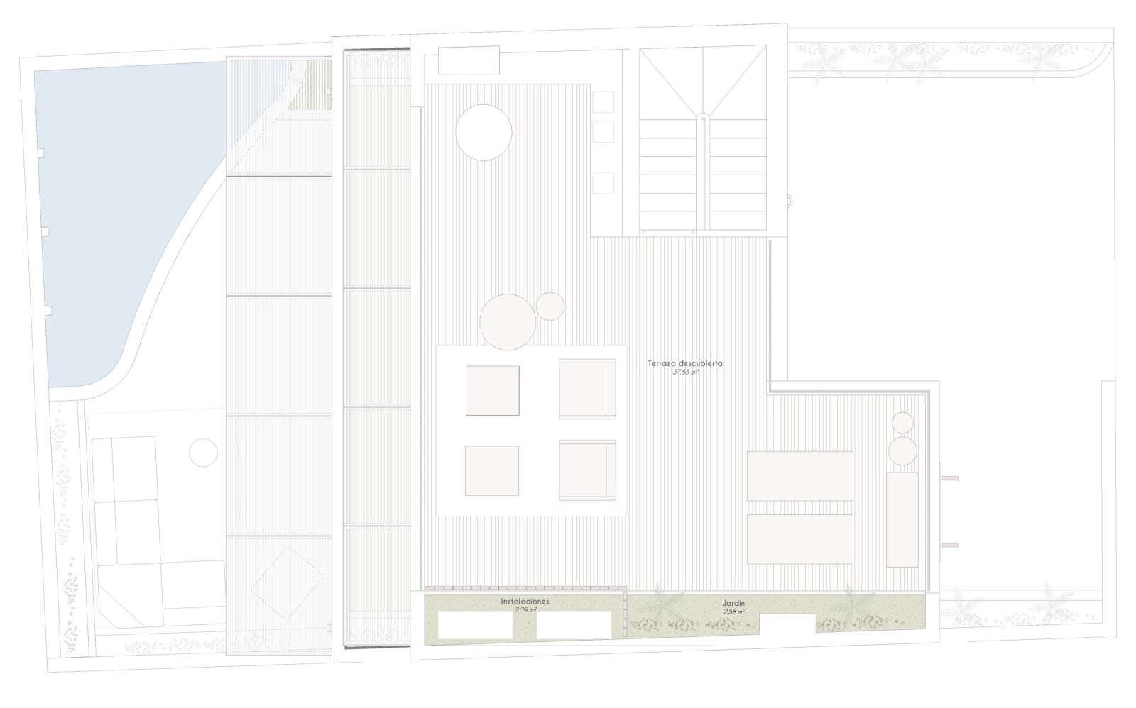 Dachplan: die Solariumterrasse, Fuster 8