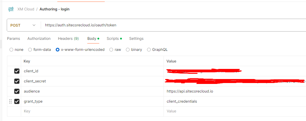 Auth operation in Postman