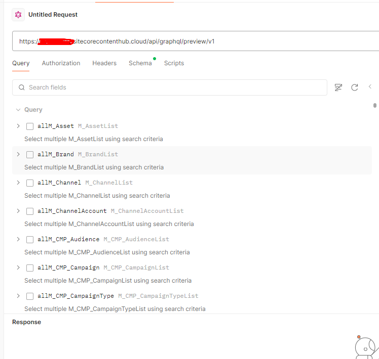 Fetched Schema for GraphQL