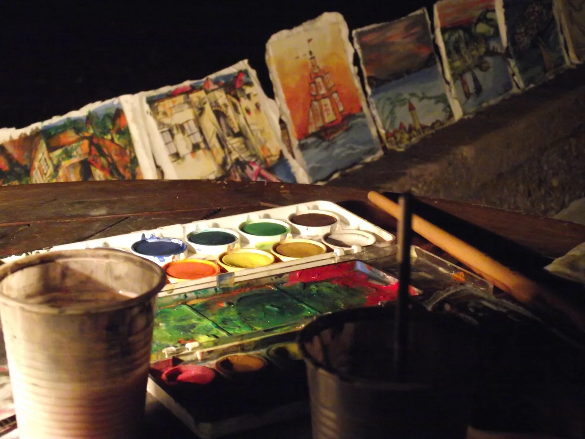 Vibrant outdoor art festival with people browsing stalls