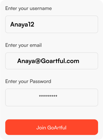 Artist registration form on GoArtful