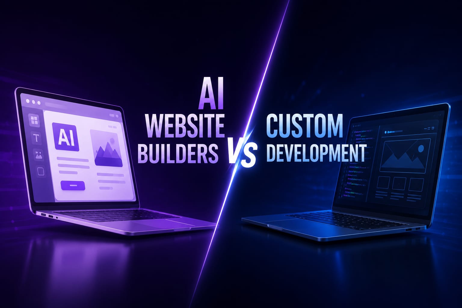 AI Website Builders vs Custom Development Best AI Website Builder for Startups Custom Website Development for Businesses AI-Powered Website Development Solutions Shopify vs WordPress vs Custom Development SEO-Friendly Custom Website Development AI Website