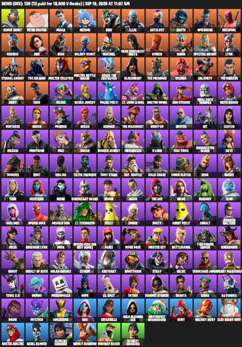 Fortnite Account ( PLAYSTATION / XBOX / PC / MOBILE / NINTENDO ) (Leviathan Axe, Rogue Agent, Peter Griffin, Midas, Nezumi, Dire, A.I.M., Catalyst, Zenith) (136 Skins)