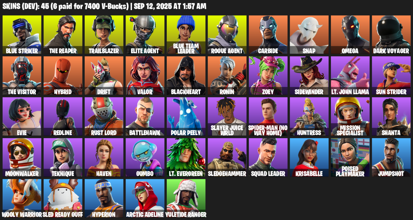 Fortnite Account ( PLAYSTATION / XBOX / PC / MOBILE / NINTENDO ) (Take The L, The Reaper, Elite Agent, Omega, Blue Striker, Trailblazer, Blue Team Leader) (45 Skins)